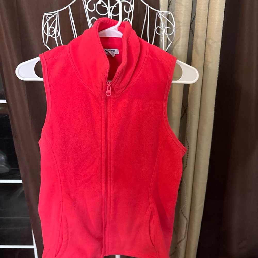 Women's Highlighter Pink Full Zip Old navy Fleece Vest Size Small‎